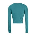 thumbnail image 3 of Sakmal Summer Tops for Women 2024 Blue Long Sleeve V-Neck Cropped Solid T-Shirts Ladies Shirts Clearance, 3 of 3