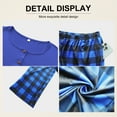 thumbnail image 6 of Qylux Women's Pajama Long Sleeve Adjustable Long Pants Sleepwear Set Soft Two Piece Matching Set with Pockets,Blue Grid,M, 6 of 7