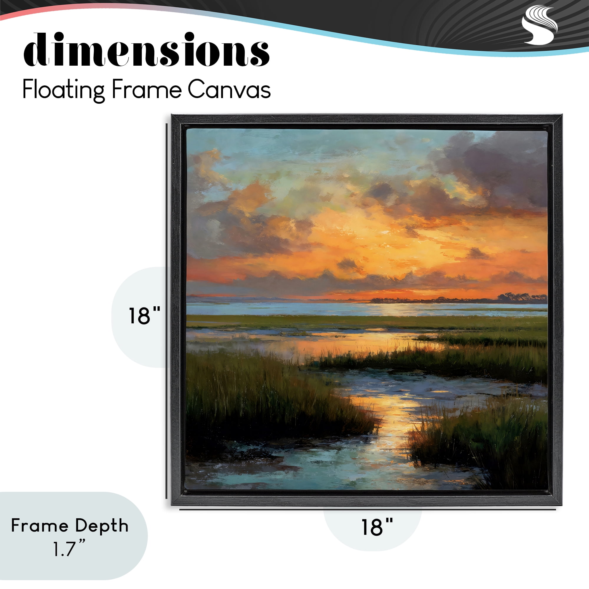 Stupell Industries Evening Marshland Glow Black Framed Floater Canvas Wall Art, design by Petal Prints Design