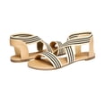 thumbnail image 3 of Dream Pairs Women Elastic Ankle Strap Flats Sandals Summer Casual Street Flats Sandals Elatica-6 Nude/Strips Size 9, 3 of 5