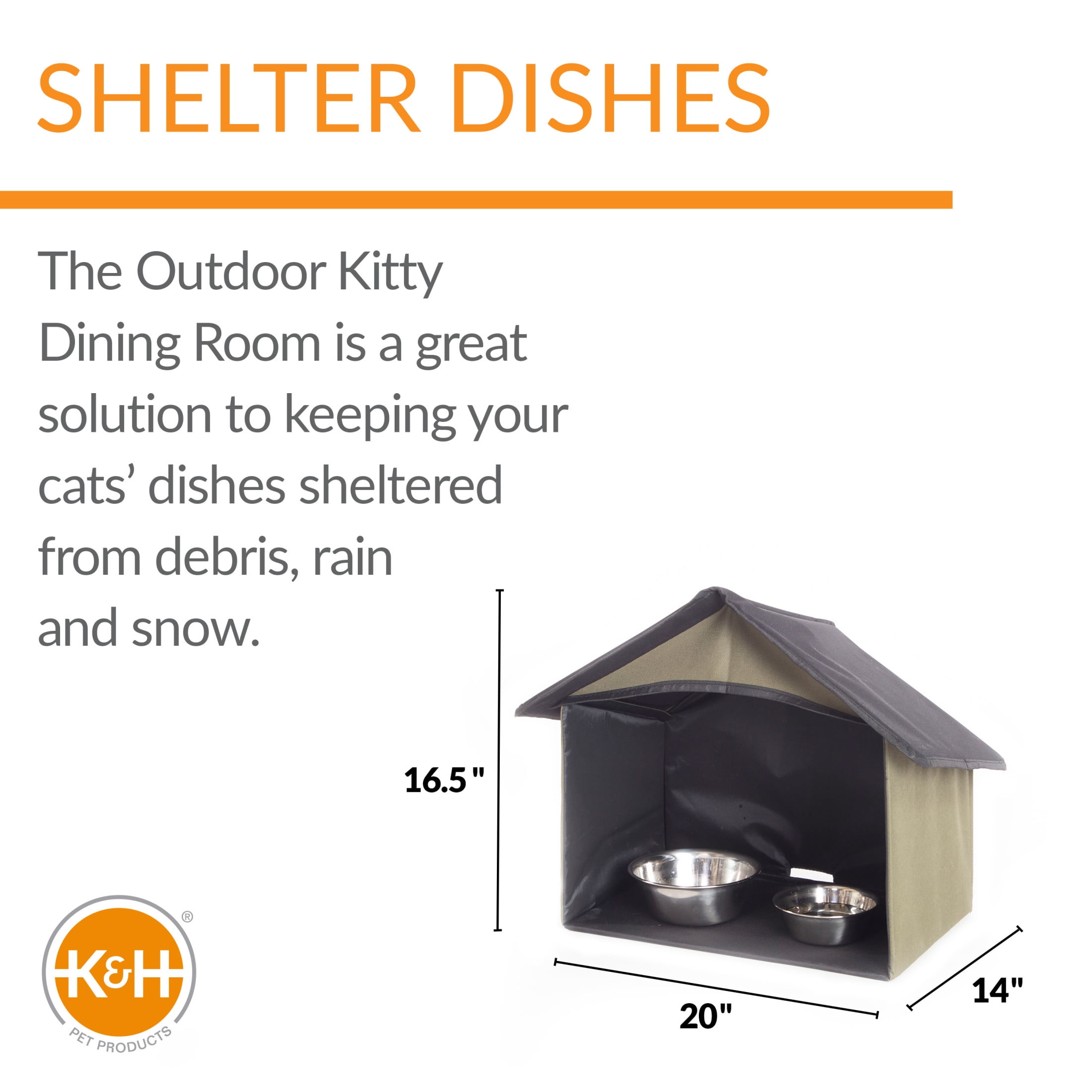 K&H Pet Products Outdoor Kitty Dining Room Olive 20 X 14 X 16.5 Inches