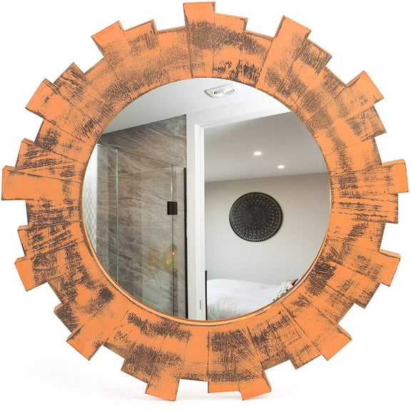 Nagina International 18" Sun Feasted Beautiful Crafted Antiqued Wall Mirror | Pirates Wooden Decor Gift