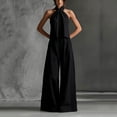 thumbnail image 4 of Guluxicc 2 Piece Womens Outfit Sets Halter Neck Sleeveless Twist Knot Top High Waist Wide Leg Pants with Pockets Outfits for Casual Wear, 4 of 6