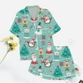 thumbnail image 6 of YuYuBao Women Pajamas Sets Christmas Santa Claus Print Silk Satin Buttons Pajamas Sets Pjs Loungewear Nightwear, 6 of 6