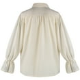 thumbnail image 4 of Wavsuf Big Mens Sweatshirts V-neck Turndown Vintage Casual Beige Blouse Tops Size L, 4 of 4