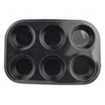 thumbnail image 2 of Injueey Bandeja antiadherente para 6 tazas de bollo grande, pan , galleta, Pizza, magdalenas, pudín para hornear, molde negro, acero al Herramientas y accesorios para hornear, 2 of 6
