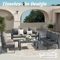 thumbnail image 3 of MRUAKA Aluminum Patio Furniture Set, 6 Pcs Modern Outdoor Sofa Sets, Outdoor Sectional Patio Conversation Set with Coffee Table for Backyard, Poolside, Dark Grey, 3 of 10