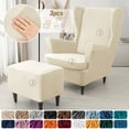 thumbnail image 3 of ATJIA Velvet Wingback Armchair Covers 3-Piece Elastic Stretch Wingback Chair Sofa Slipcover Ottoman Slipcovers Cushion Cover, 3 of 27