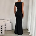 thumbnail image 5 of TaTaai Women's Solid Color Sleeveless Off-Shoulder Fishtail Dress with Slim Fit, Elegant Design, and Mermaid Hem Gift, 5 of 8