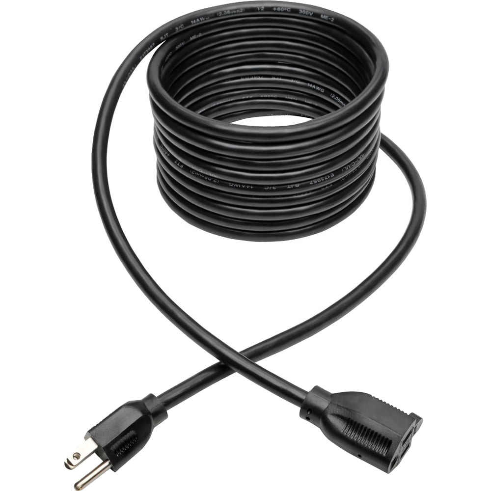 Tripp Lite 15ft Power Cord Extension Cable Heavy Duty 14AWG 5-15P 5-15R 15A 15' - 120 V AC Voltage Rating - 15 A Current Rating - Black