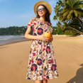 thumbnail image 4 of Easygdp gold Skull Guitar record para Vestido Transpirable de Mujer, Vestido Suelto de Manga Corta con Pliegues y Bolsillos para el Verano, 4 of 6