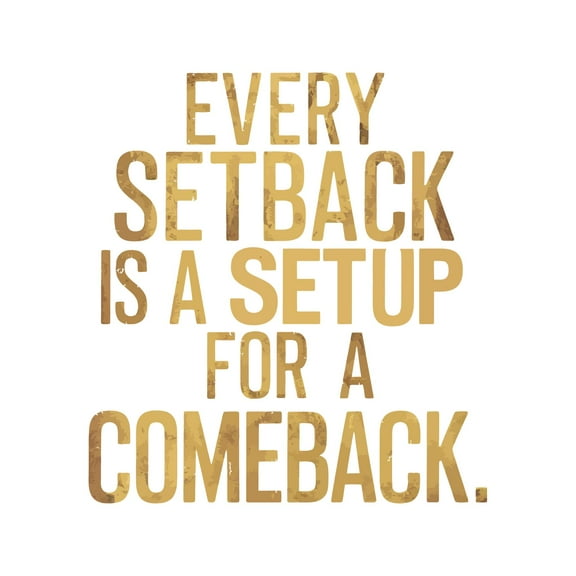 Every Setback Is A Setup For A Comeback Motivational Uplifting Inspiring Life Quote Wall Art Sticker Designs Vinyl Stickers For Home House Walls Rooms Windows Bedroom Decoration Size (20x20 inch)