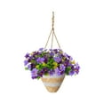 thumbnail image 2 of 8In Simulated Flower Basket Decoration, Spring Ornament, Faux Floral Arrangement for Home Entrance Porch Entryway Seasonal Holiday Greeting Display, Style I, 2 of 9