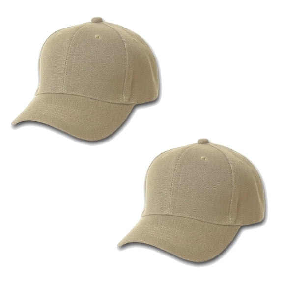 Mechaly Comfortable Solid Unisex Baseball Cap Hat - 2 Pack (Tan)