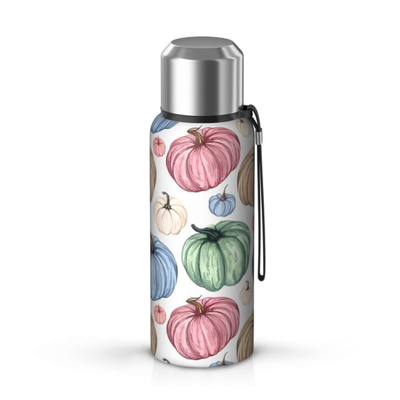 20 Oz Colorful Fall Pumpkins Pattern Coffee Tumbler Double Wall Insulated Stainless Steel Water Bottle | Metal Reusable Thermoses Flask with Cup Cap | Leak & Sweat Proof with Anti-Dust Lid