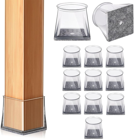 10Pcs Square Chair Leg Floor Protectors for Hardwood Floors, Clear Silicone Chair Leg Caps Covers Sliders, Floor Protectors for Chairs, Protect Floors (Fits: 1-5/16" To 1-1/2")