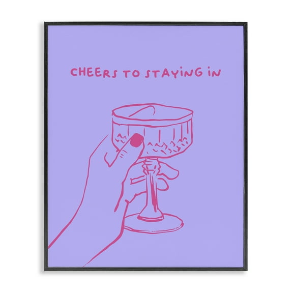 Stupell Industries Cheers To Staying In Food & Beverage Painting Black Framed Art Print Wall Art, 11 x 14