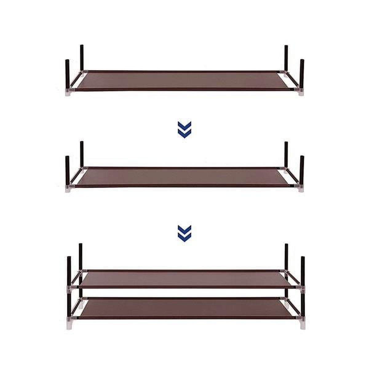 Dark Brown 10-Tier Non-Woven Fabric Shoe Rack - Simple Assembly, 50-Pair Capacity, Space-Saving with Handle for Home, Dorm & Office