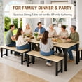 thumbnail image 4 of UHOMEPRO Dining Table Set for 4, Kitchen Table with 2 Benches, Modern Dining Room Table Set with Metal Frame, Breakfast Nook Furniture Set for Home Cafeteria Bar Kitchen, Natural+Black, 4 of 8