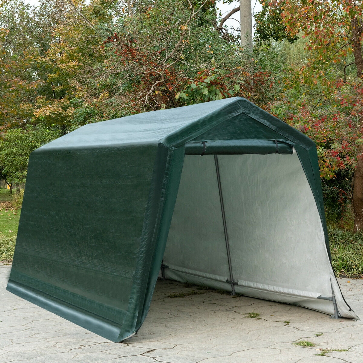 Gymax 8'x14' Patio Tent Carport Storage Shelter Shed Car Canopy Heavy Duty Green