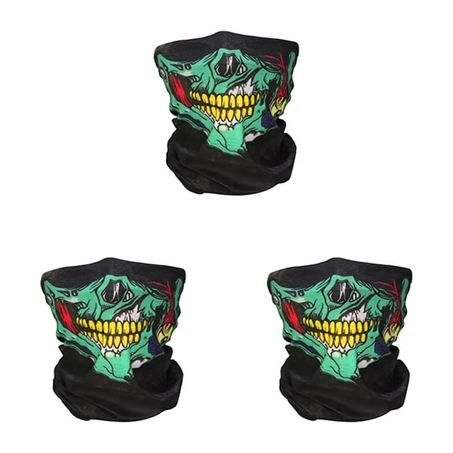 Skull Face Mask Half Face Cover for Motorcycle Riding Cold Weather Neck Warmer Scary Halloween Mask Skeleton Costume Multi Functional Seamless Headscarf for Men Outdoor Activities