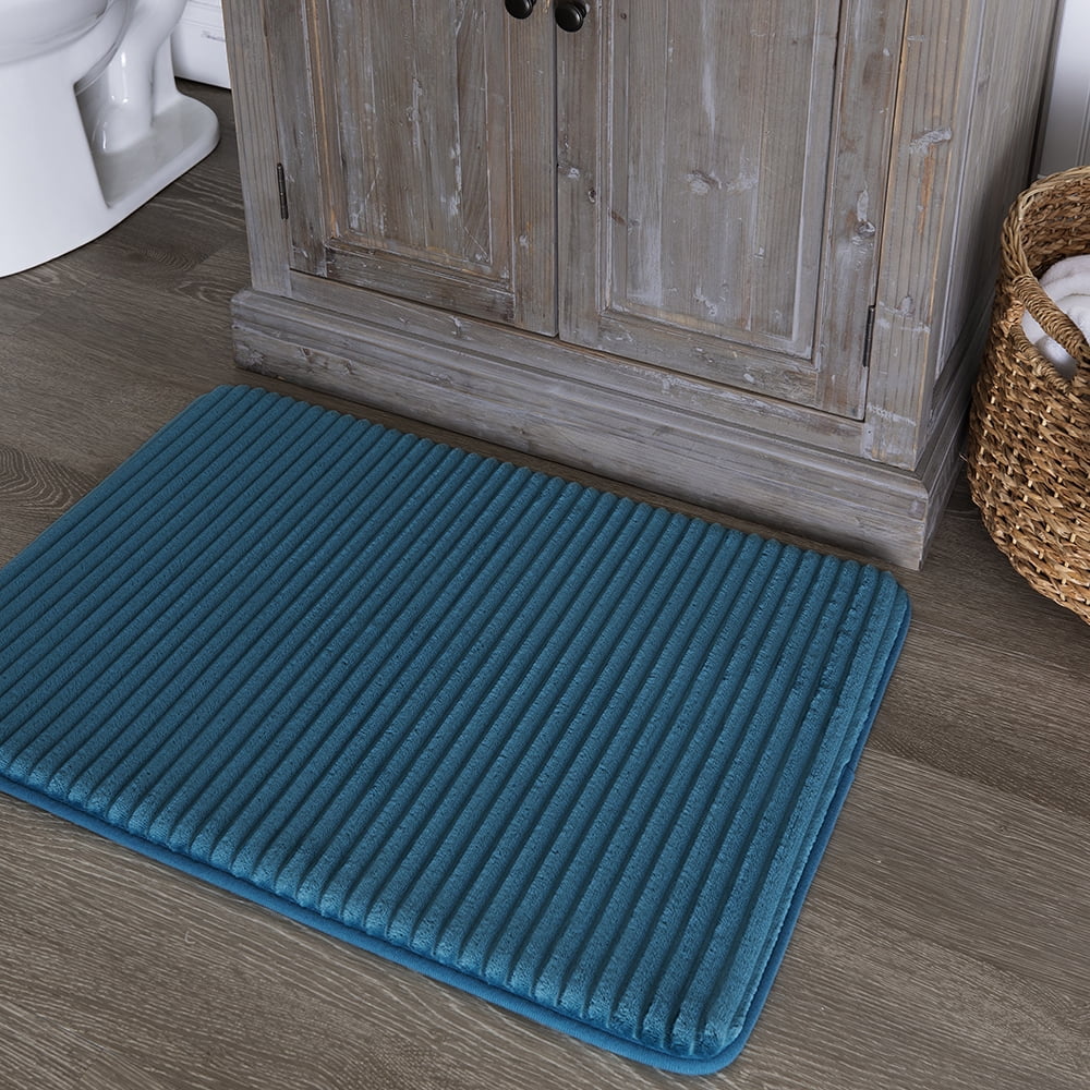Mainstays Performance Quick Dry Memory Foam Bath Mat, Cool Water, 17" x 24"