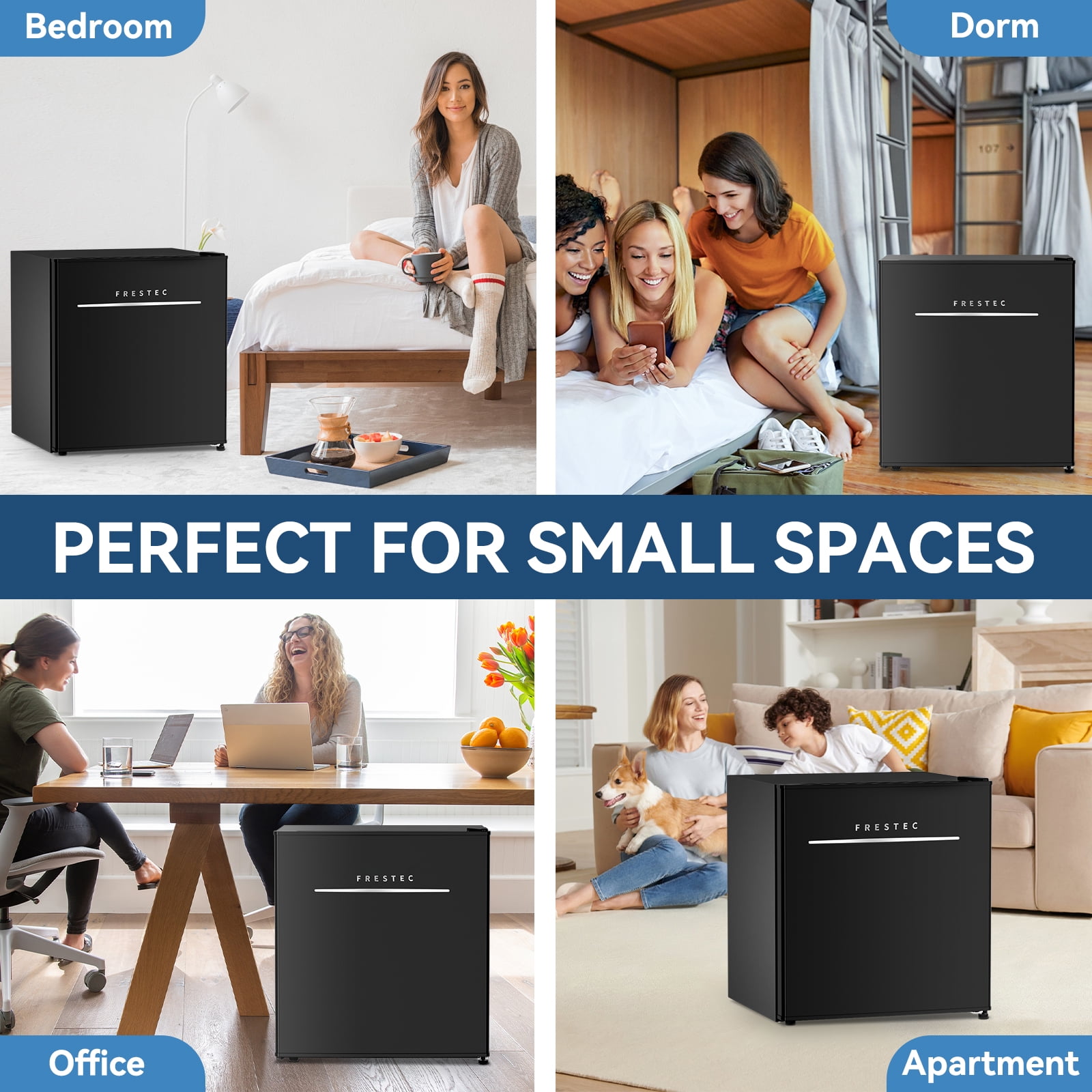 Frestec 1.7 Cu Ft Single Door Mini Refrigerator, Compact Fridge for Bedroom, Dorm, Office, Stainless Steel