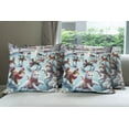 thumbnail image 2 of Ambesonne Cat Throw Pillow Cover Pack of 4, Cottages Ice Skating Kitties, 4 Pcs-40"x40", Soft Blue Burnt Orange, 2 of 5