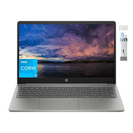 HP 15.6" FHD Chromebook Plus Laptop, Intel Core i3-N305, 8GB RAM, 128GB UFS, 256GB SD Card, Numeric Keypad, Intel UHD Graphics, Wi-Fi 6, Chrome OS, Cefesfy Multifunctional Brush