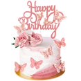 thumbnail image 1 of BHNKGZNA: 13 piezas de decoraci&oacute;n de pastel de mariposa 3D rosa dorado para cumplea&ntilde;os, boda y fiesta de cumplea&ntilde;os de ni&ntilde;as y mujeres, 1 of 7