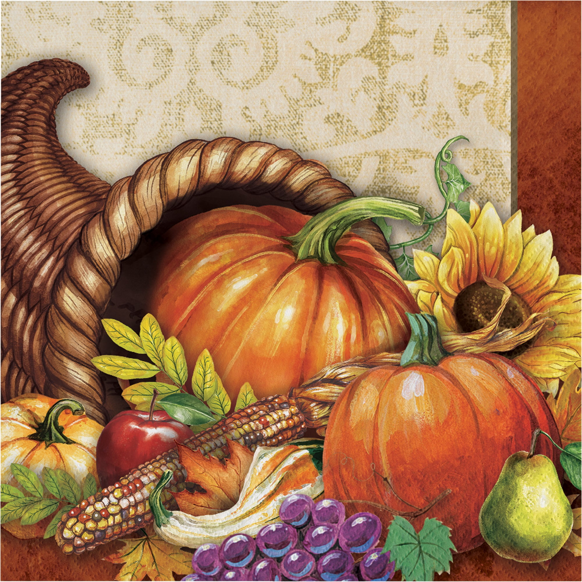 Includes 1 Cornucopia Center Piece and 2 packs ofGive Thanks Beverage Napkins Fall Party Bundle of 3