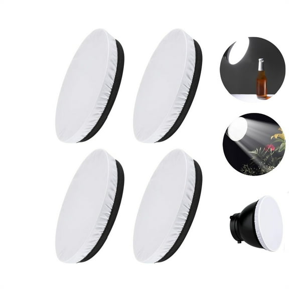 4-Pack 7-inch Light Diffuser Sock,White Soft Nylon Cloth Lamp Cover for Studio Strobe & Ring Light Reflectors,Elastic Edge