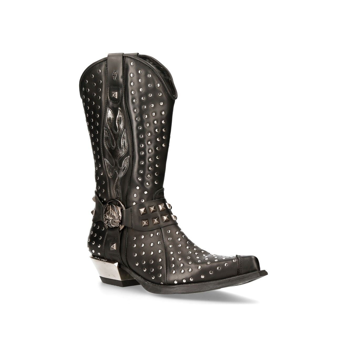 New Rock 7921-S2 Leather Black Red Flame Cowboy Leather Gohic Punk