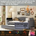 thumbnail image 4 of Harper & Bright Designs Twin Size Upholstered Daybed with Trundle and Storage Armrests, Wood Bed Frame with Latest Integrated Bluetooth Audio System for Bedroom Furniture, Teddy Fleece Sofa Bed, 4 of 15