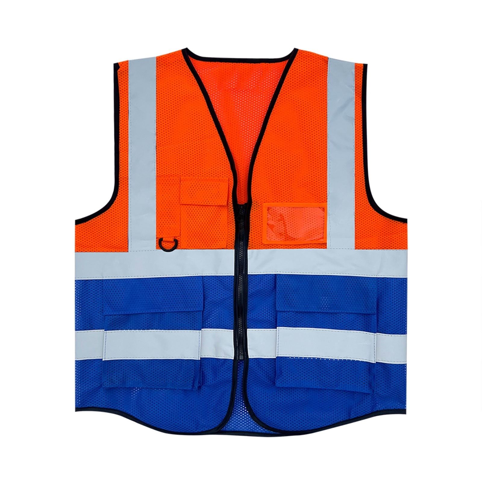 Handshe Men's Reflective Vest with Zipper Pockets, Mesh Panels, Sleeveless No Hood for Construction Work, Traffic Safety and Outdoor Jobs
