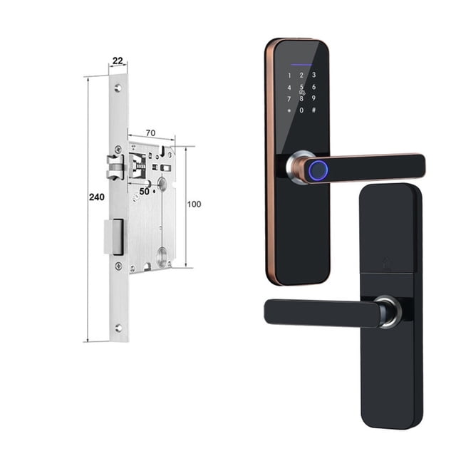 Door Lock, Tuya Electronic Smart Door Lock With Biometric Fingerprint / Smart Card / Password / Key Unlock/ USB Emergency Charge ,Easy to Install