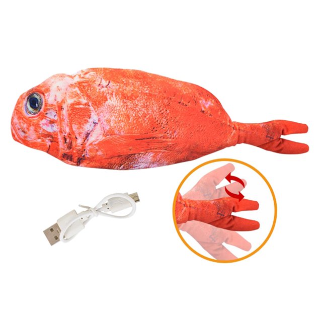 Juguetes de peluche para gatos Yinane Pescado rojo Carpa falsa meneando eléctrica