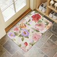 thumbnail image 4 of Pink Flowers Linen No Slip Floor Mat, Entryway Doormat Durable Low-Profile Mat Home Decor, Rug Washable Kitchen Bathroom Laundry Bedroom Living Room Door Mats 30x17in, 4 of 6