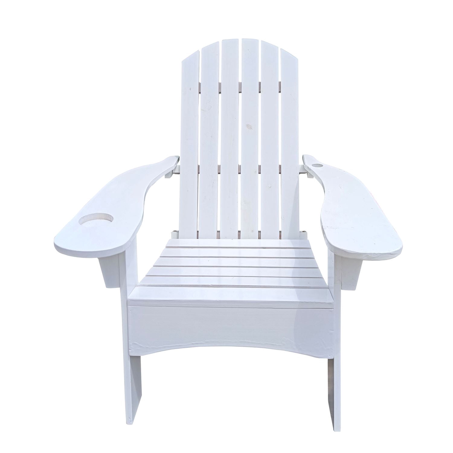 Resenkos Indoor/Outdoor Wood Adirondack Chair, Polywood Adirondack Chair with Hole to Hold Umbrella on The Arm, White