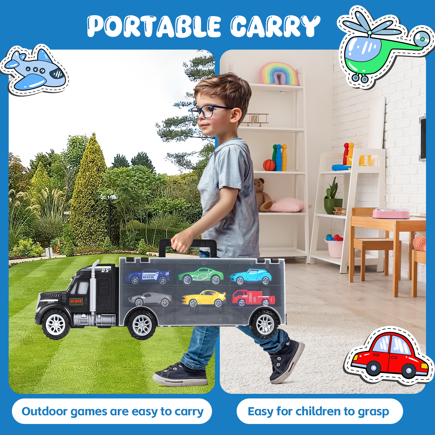 WonderStone Carrier Truck With 12 Race Cars photo 3