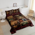 thumbnail image 3 of Patchwork Cabin Lodge Down Comforter Queen,Bear Deer Hunting Comforter Set,Boho Western Azetac Tribal Exotic Bedding,Jungle Woodland Animal Duvet Insert with 2 Pillow Cases Room Decor, 3 of 6