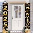 thumbnail image 3 of Banner negro de Feliz Año Nuevo para porche, dejando un recuerdo inolvidable para sus amigos Reutilizable, fácil de almacenar y transportar, 3 of 5