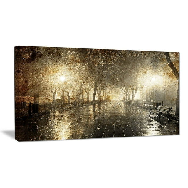 Design Art Night Alley with Lights Photography Landscape Canvas Art Print