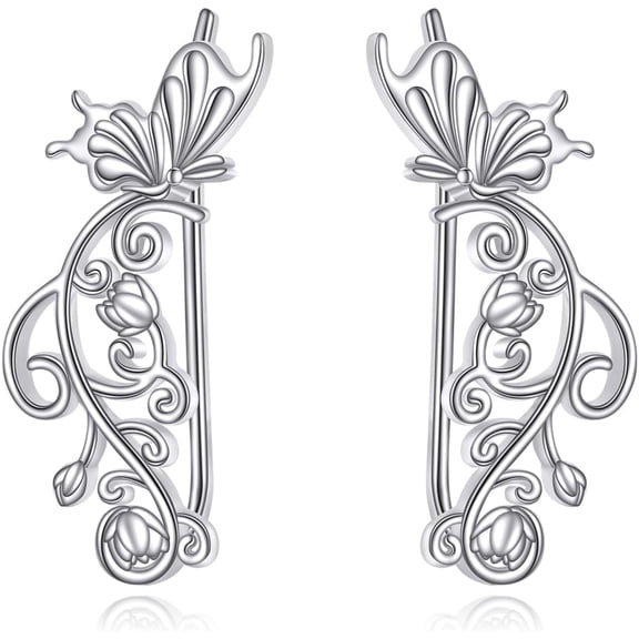Filigree Butterfly Stud Earrings S925 Sterling Silver Filigree Earring Butterfly Earrings Jewelry Gift For Women Mother'S Day Gift