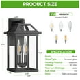 thumbnail image 3 of 2-Light Outdoor Wall Sconce, Modern Black Exterior Light with Tempered Glass, Waterproof, Bulbs Included, 3 of 6