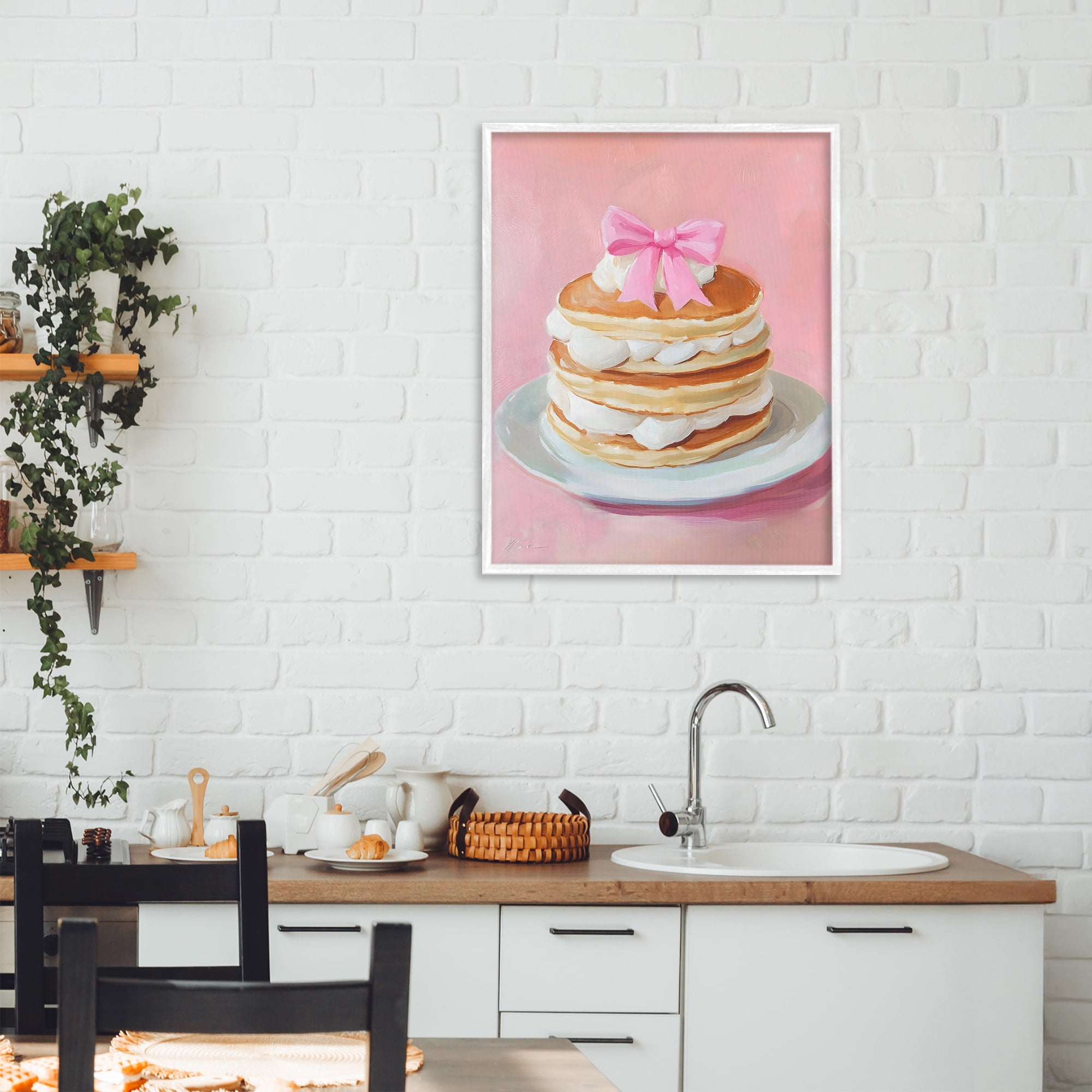 Stupell Industries Coquette Pancakes with Whipped Cream White Framed Giclee Art, design by The Prints Vibe