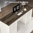 thumbnail image 4 of FIAKOA 62"Executive Desk, Modern Farmhouse Computer Desk with Drawers & Cabinet, White Home Office Writing Workspace Desk for Work Study, 4 of 10