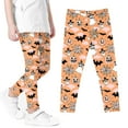 thumbnail image 5 of Odeerbi Toddler Girls Leggings Halloween Ghost Print Stretchy Tights Pants 3-8 Years Kids Soft Comfortable Ankle Length Printed Leggings Orange, 5 of 5