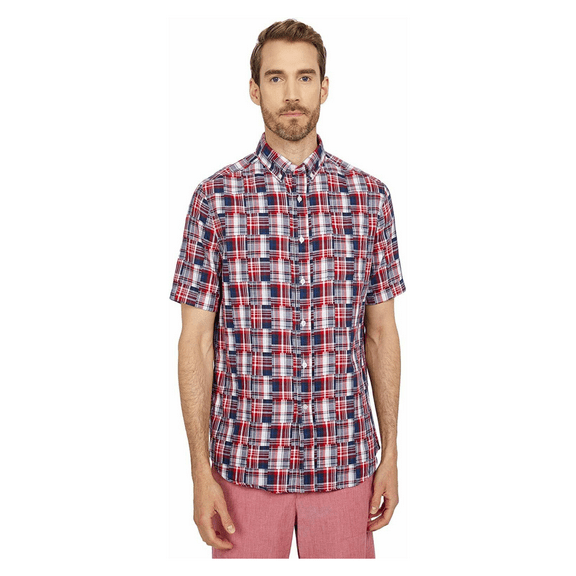 Southern Tide ST USA Patchwork Short Sleeve Sport Shirt Poppy Red SM