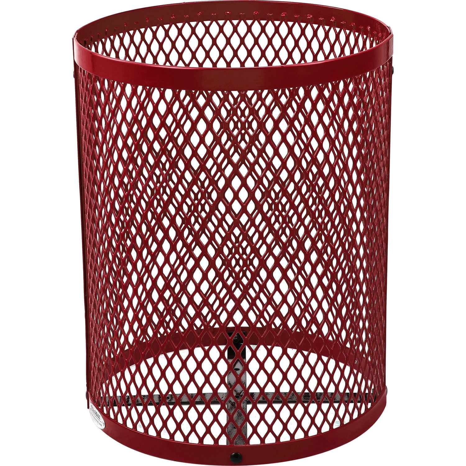 Global Industrial Outdoor Diamond Steel Trash Can With Dome Lid, 36 Gallon, Red, Unassembled